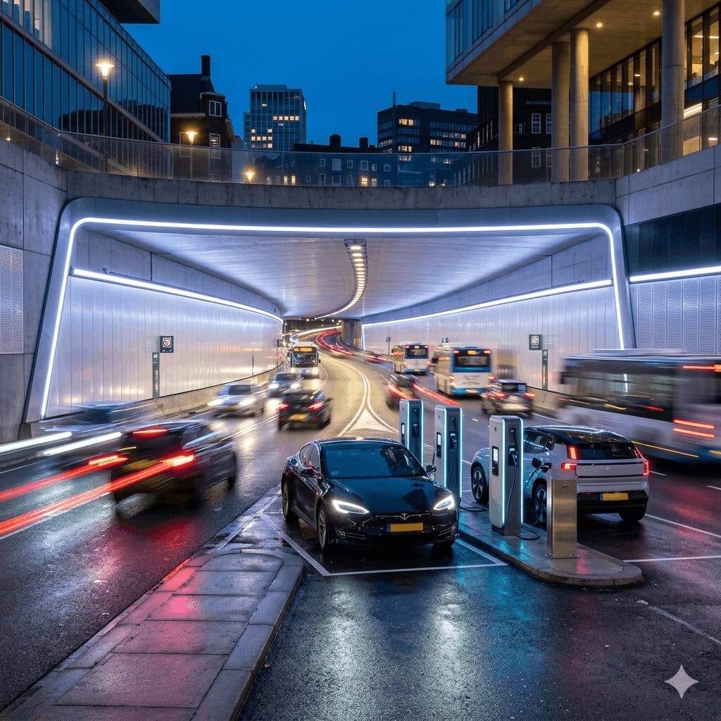 Tunnel met laadinfrastructuur